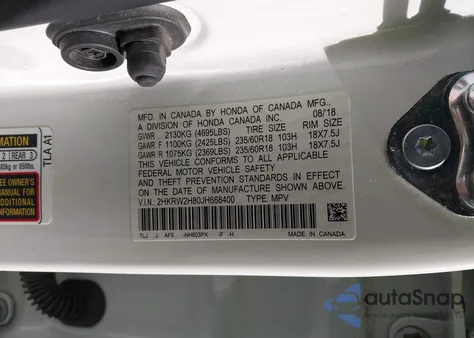 2018 Honda Cr-V Ex-L/Ex-L Navi from USA, damaged, VIN 2HKRW2H80JH668400